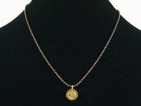 Antiqued ball chain with Hill tribe Ohm charm (Web-163)