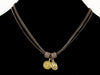 Antiqued fine chain with stamped charms & leather (Web-168)