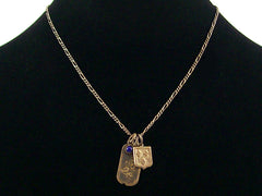 Antiqued figaro chain with stampings & lapis  (Web-170)