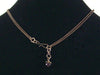 Antiqued chain necklace with mauve pearl strand & stamping (Web-186)