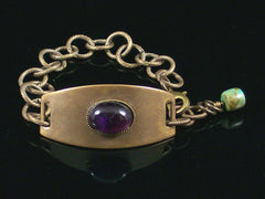 Antiqued ID Bracelet with Amethyst Cabochon (Web-205)