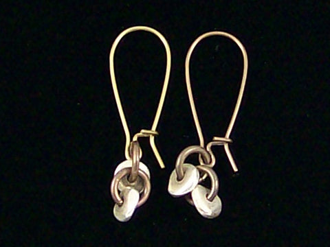 Antiqued medium earrings w/ Silver tone brass heishe and jumprings (Web-237)