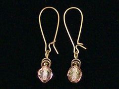 Antiqued medium earrings w/ Antiqued Rose crystal (Web-245)