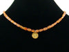 Carnelian square choker necklace with Lotus charm (Web-45)