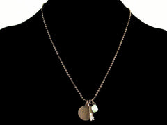 Antiqued ball chain with stampings and amazonite pebble (Web-153)