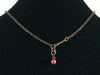 Antiqued rolo chain with hand-stamping with framed pearl & turq. cabochon (Web-155)