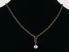 Antiqued small etched oval chain with hand-stamped medallion & pearl drop (Web-159)