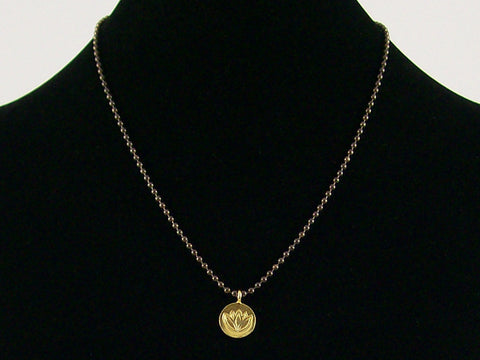 Antiqued ball chain with Hill tribe Lotus charm (Web-164)