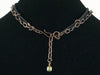 Antiqued etched chain with stamped charms, sponge coral & leather (Web-166)