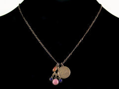 Antiqued figaro chain with stamped charm & cabachons (Web-173)