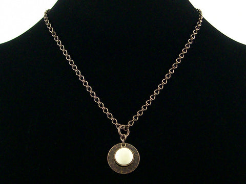Antiqued ladder chain with lemon stone & hammered ring (Web-176)