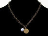 Antiqued oval chain with chalcedony cabachon (Web-179)