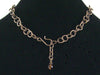 Antiqued round chain with brass disc-set turquoise (Web-181)