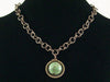 Antiqued round chain with brass disc-set turquoise (Web-181)