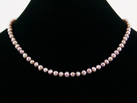 Single-strand Mauve Pearl Necklace (Web-187)