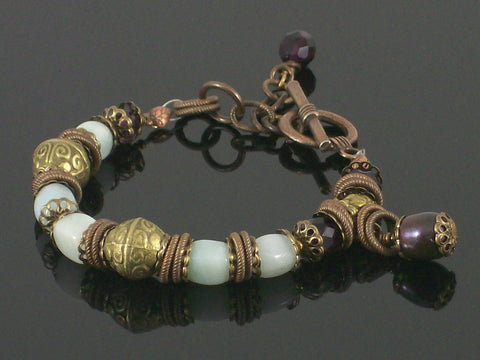 Single-strand Amazonite & crystal toggle bracelet (Web-191)