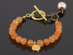 Single-strand Faceted carnelian with charm toggle bracelet (Web-197)