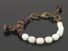Single-strand Amazonite & amethyst crystal bracelet (Web-198)