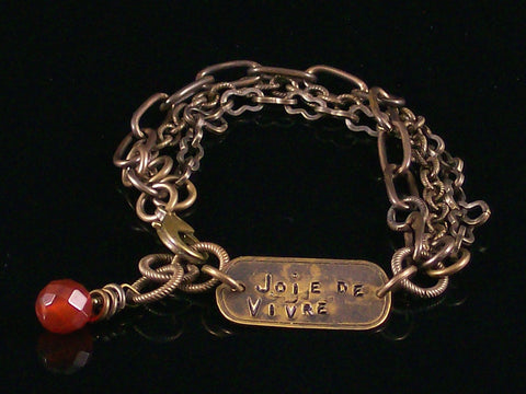 Multi-strand Antiqued Chain with Hand-stamped Dogtag Bracelet (Web-211)