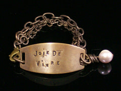 Multi-strand Antiqued Chain with Hand-stamped ID Bracelet (Web-215)
