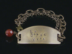 Multi-strand Antiqued Chain with Hand-stamped ID Bracelet (Web-216)