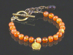 Single-strand Faceted Carnelian with Charm Toggle Bracelet (Web-217)