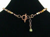 Wood agate choker w/ pearl and turquoise crystal drop (Web-223)