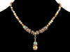 Wood agate choker w/ pearl and turquoise crystal drop (Web-223)