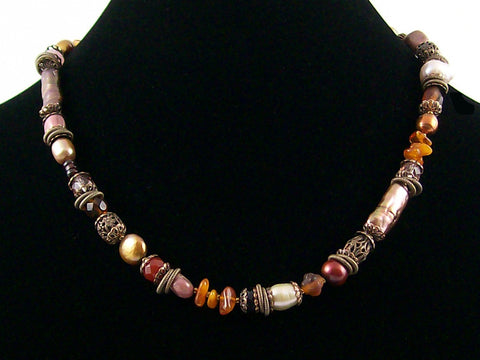 Single strand multi stone and pearl choker (Web-224)
