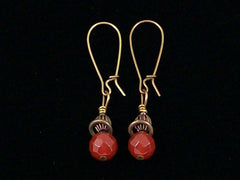 Antiqued medium earrings w/ faceted Carnelian (Web-229)