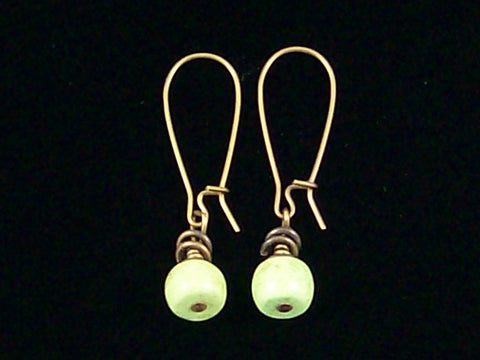 Antiqued medium earrings w/ Chalk "Turquoise" (Web-230)