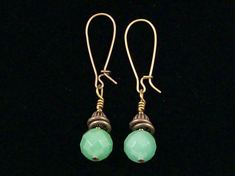 Antiqued medium earrings w/ Green aventurine (Web-234)