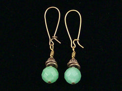 Antiqued medium earrings w/ Green aventurine (Web-234)