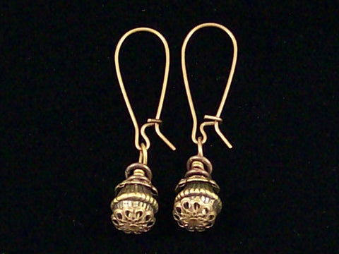 Antiqued medium earrings w/ Pewter bead and jumprings (Web-235)