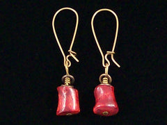 Antiqued medium earrings w/ Sponge coral (Web-240)