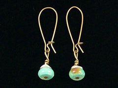 Antiqued medium earrings w/ Turquoise and silver tone heishe  (Web-243)