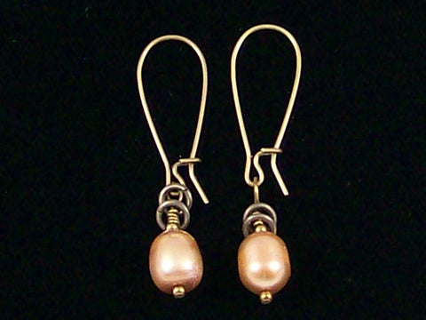 Antiqued medium earrings w/ Pearl (Web-246)