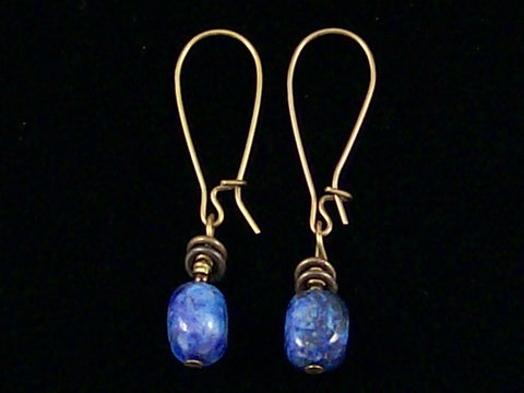 Antiqued medium earrings w/ Lapis (Web-249)