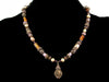 Antiqued multi stone and pearl drop choker (Web-252)