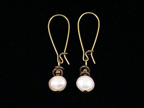 Antiqued medium earrings w/ Pearl (Web-264)