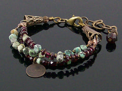 Multi-strand Turquoise, crystal & charm bracelet Web-267)