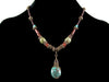 Antiqued multi stone and turquoise drop choker (Web-272)