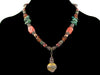 Single strand antiqued bead wrapped hand blown glass with stones and pearl (Web-275)