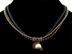 3-Strand Crystal Choker with Charms & Leather (Web-276)