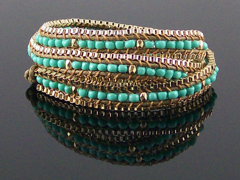 Wrap bracelet with cord and beads (Web-285)