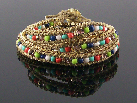 Wrap bracelet with cord and beads  (Web-286)