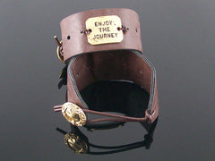 Simple leather cuff bracelet with stamping (Web-290)