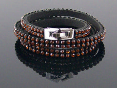 Brown crystal rhinestone studded wrap bracelet (Web-295)