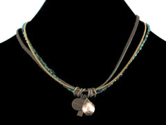 3-Strand Crystal Choker with Charms & Leather (Web-32)