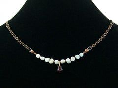 2-Strand Antiqued Chain Choker with Stone & Crystal Drop (Web-44)